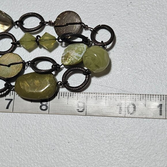 Vintage Green Multi Stone Metal Chain Link Statement Necklace Fashion Jewelry - Picture 7 of 7